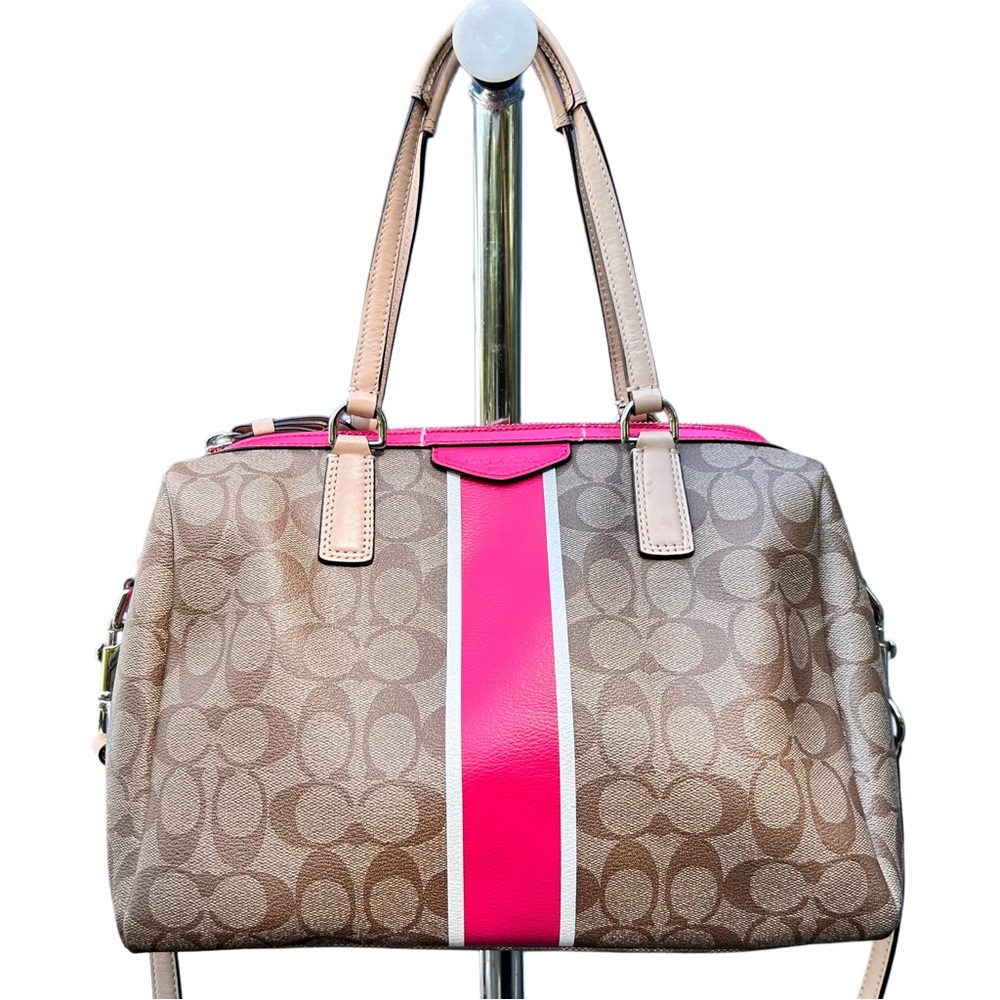Coach Signature Stripe Satchel 
Style F30662